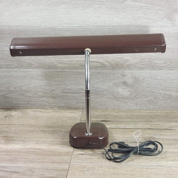 Vintage Fluorescent Desk Lamp Goose Neck Adjustable Brown Lamp Home Décor Art - Picture 11 of 12